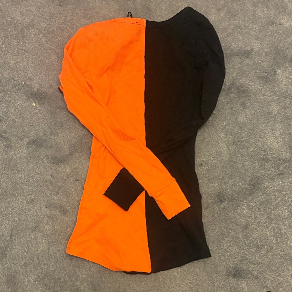 Dolls Kill Black and Orange Pumpkin Jumpsuit - Picture 4 of 5